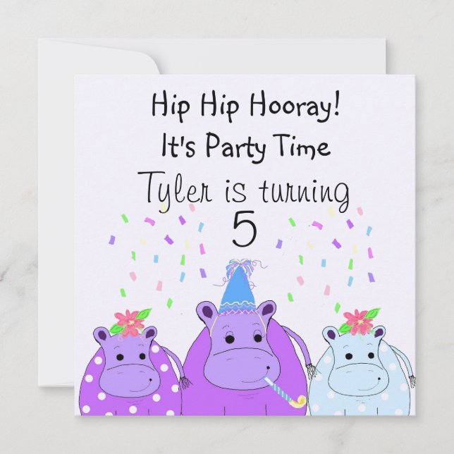 Hippo Party Invitation (Front)