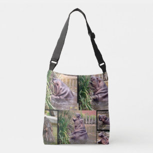 Hippo Photo Collage, Crossbody Bag