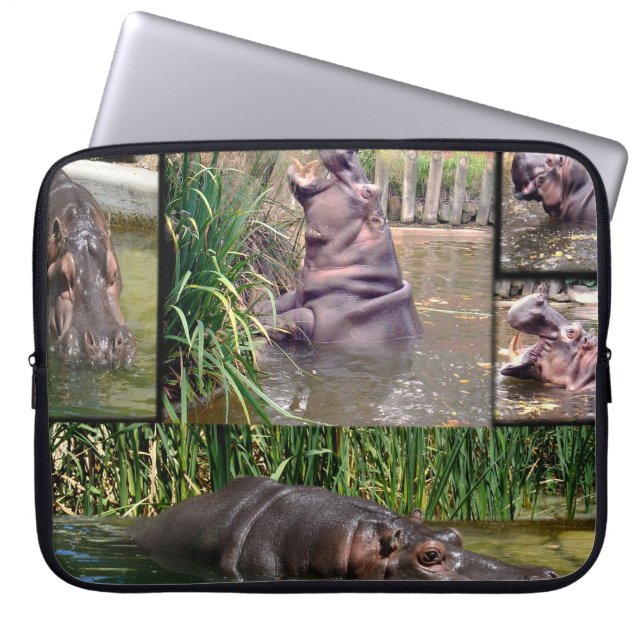 Hippo Photo Collage, Laptop Sleeve (Front)