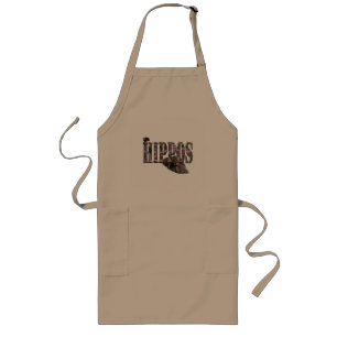 Hippo Picture Logo With Hippos, Long Apron