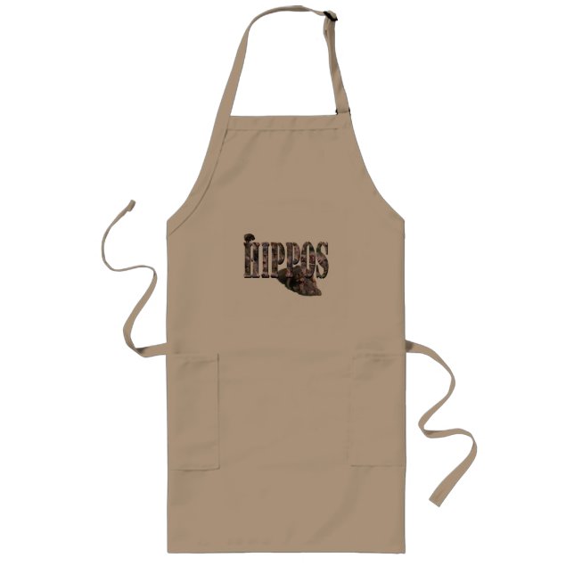 Hippo Picture Logo With Hippos, Long Apron (Front)