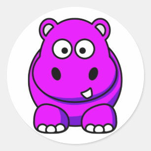 Hippo Pink Classic Round Sticker