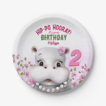 Hippo Pink Floral Girl Birthday