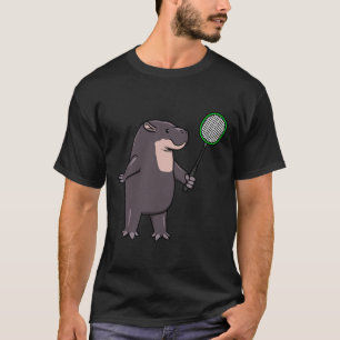 Hippo Playing Badminton Hob  T-Shirt