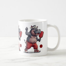 Hippo Playing Pickleball, Funny Hippopotamus Coffee Mug