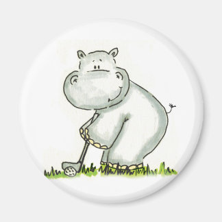 Hippo plays Golf Magnet