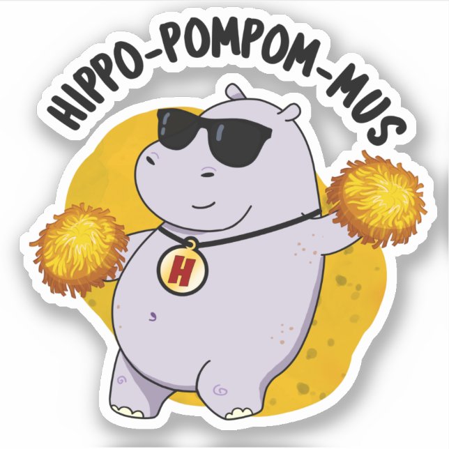 Hippo-pompom-mus Funny Animal Hippo Pun  (Front)