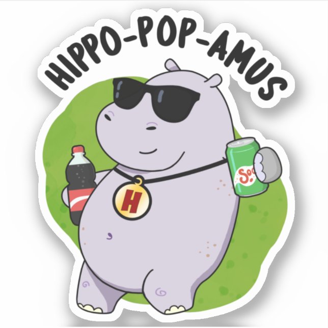 Hippo-pop-amus Funny Hippo Soda Pop Pun  (Front)