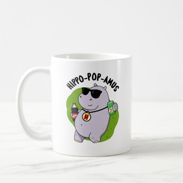 Hippo-pop-amus Funny Hippo Soda Pop Pun  Coffee Mug (Left)