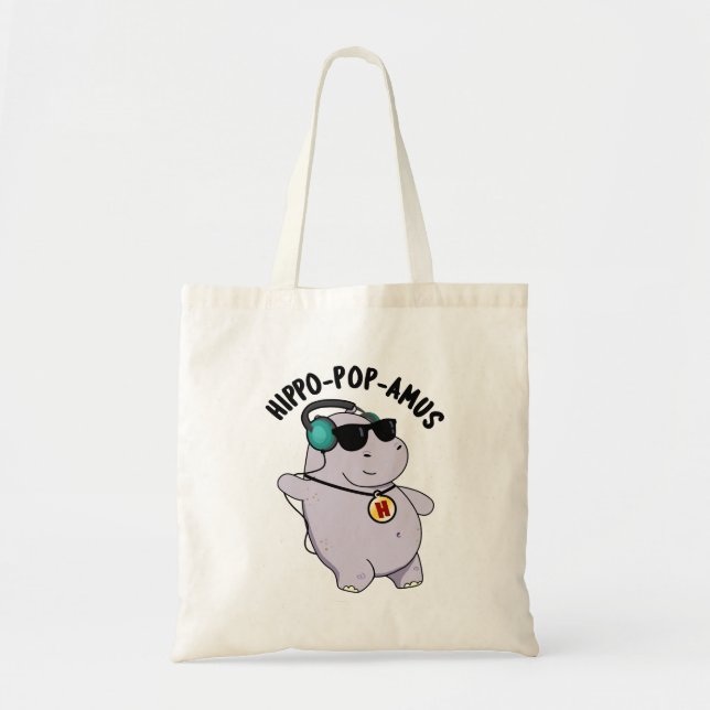 Hippo-pop-amus Funny Pop Music Hippo Pun  Tote Bag (Front)