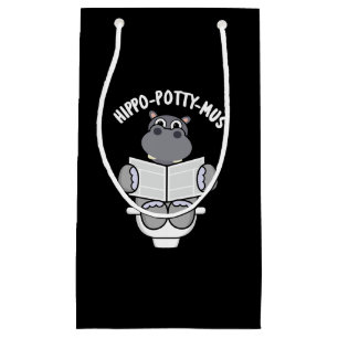 Hippo-potty-mus Funny Animal Hippo Pun Dark BG Small Gift Bag