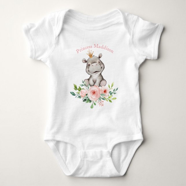 Hippo Princess Baby Bodysuit (Front)