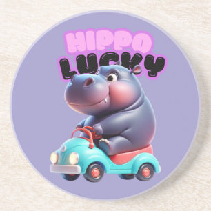 Hippo Ride Sandstone Coaster
