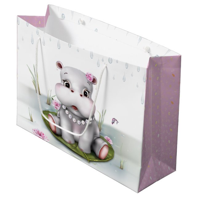 Hippo River Adventure Large Gift Bag (Front Angled)