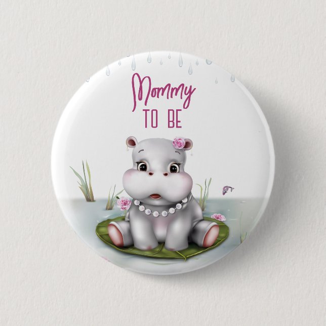 Hippo River Adventure Mummy to Be 6 Cm Round Badge (Front)