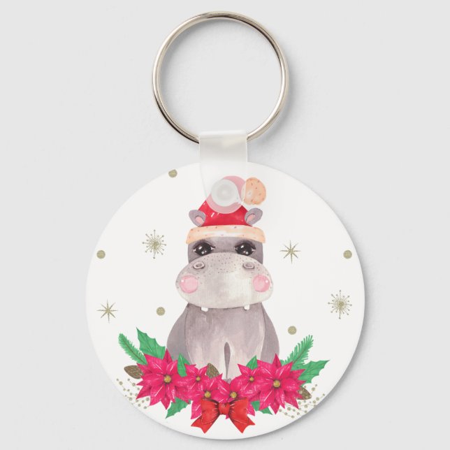 Hippo Santa Key Ring (Front)