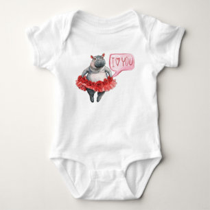 Hippo says love you baby bodysuit