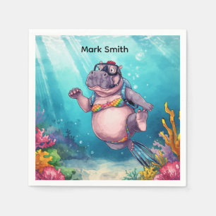 Hippo Scuba diver underwater Napkin