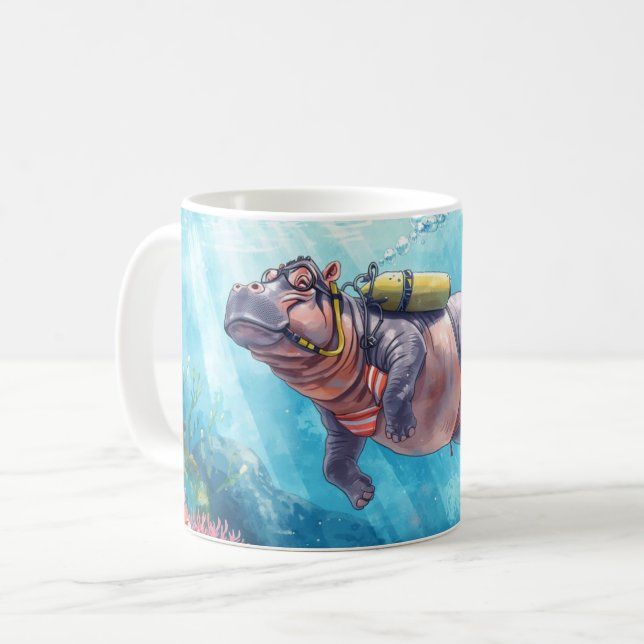 Hippo Scuba underwater Coffee Mug (Front Left)