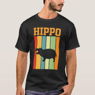 Hippo Shadow Silhouette In Retro Colours T-Shirt