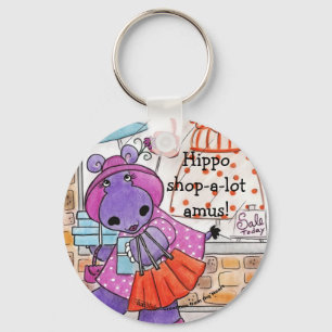 Hippo Shopping-Hippo shop-a-lot amus! Key Ring