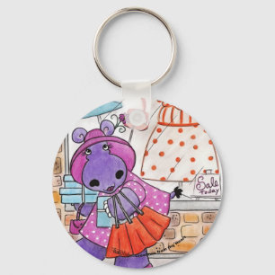 Hippo Shopping-Hippo shop-a-lot amus! Key Ring