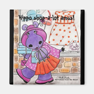Hippo Shopping-Hippo shop-a-lot amus! Magnet