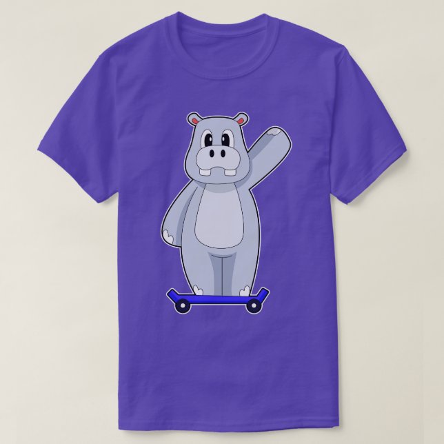 Hippo Skater Skateboard T-Shirt (Design Front)
