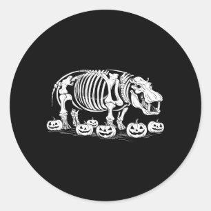 Hippo Skeleton Birthday Halloween Mens Womens Kids Classic Round Sticker