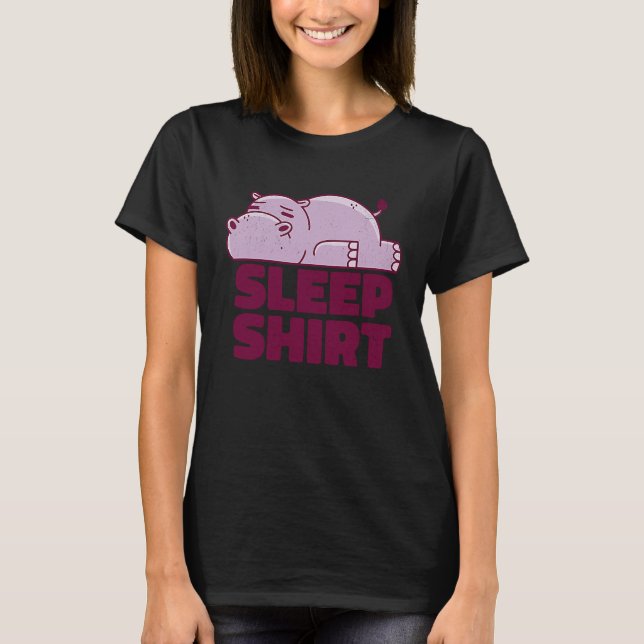 Hippo Sleep  Nap Taker Lazy Animal Sarcastic Retro T-Shirt (Front)