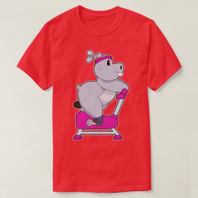 Hippo Spinning Bike T-Shirt (Design Front)