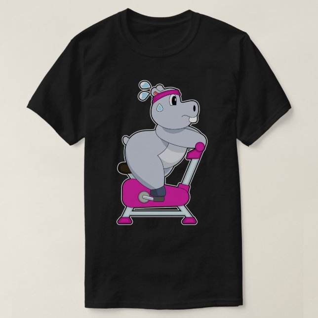 Hippo Spinning Bike  T-Shirt (Design Front)