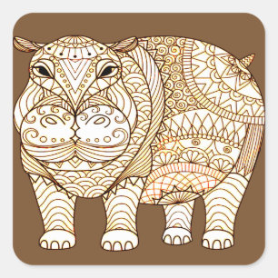 Hippo Square Sticker