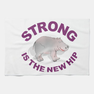 Hippo, strong is the new hip tea towel