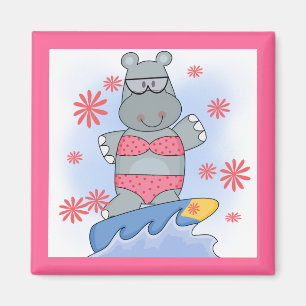 Hippo Surfing Tshirts and Gifts Magnet