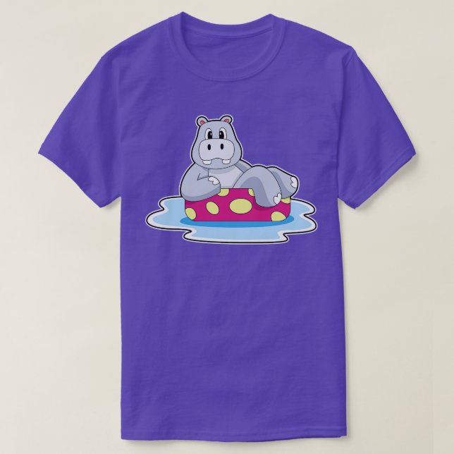 Hippo Swimming Boat T-Shirt (Design Front)
