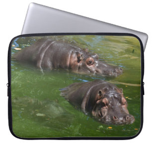 Hippo Swimming In A Pond, Laptop Sleeve