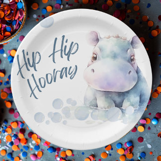 Hippo Themed Baby Shower  Paper Plate