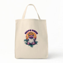 Hippo tote bag illustrations "Hippo vibes"