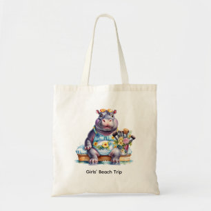 Hippo trip at the beach tote bag