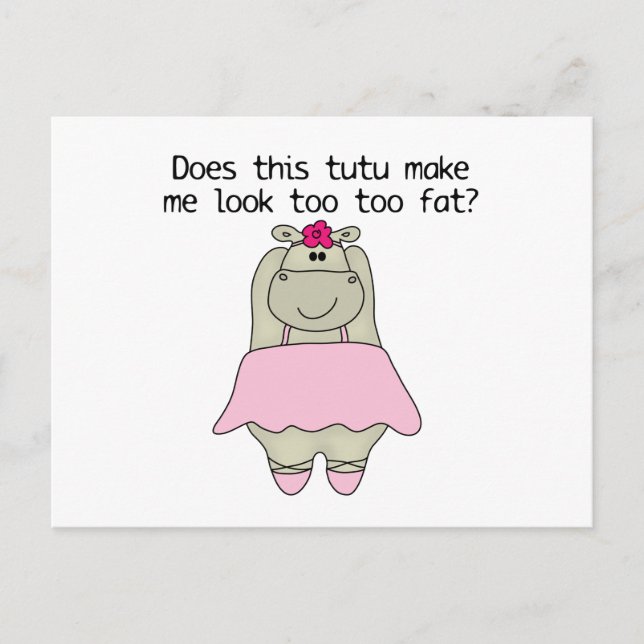 Hippo Tu Tu Fat Postcard (Front)
