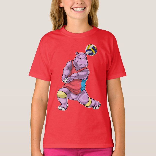 Hippo Volleyball player Volleyball T-Shirt (Front)