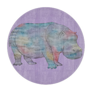 Hippo watercolour cutting board
