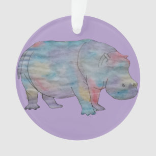 Hippo watercolour ornament