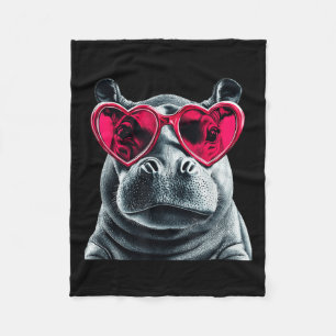 Hippo Wearing Gles Heart Valentines Day Hippopotam Fleece Blanket