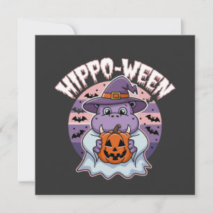 Hippo-ween Spooky Halloween Moo Deng Hippo Ghost Card