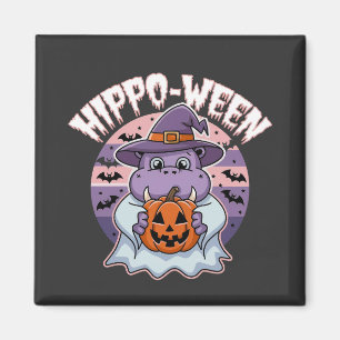 Hippo-ween Spooky Halloween Moo Deng Hippo Ghost Magnet