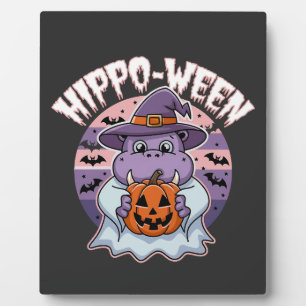 Hippo-ween Spooky Halloween Moo Deng Hippo Ghost Plaque