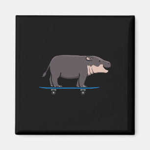Hippo Wildlife Animal Skateboarding Skater Magnet