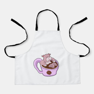 Hippo with Cup of Coffee Apron